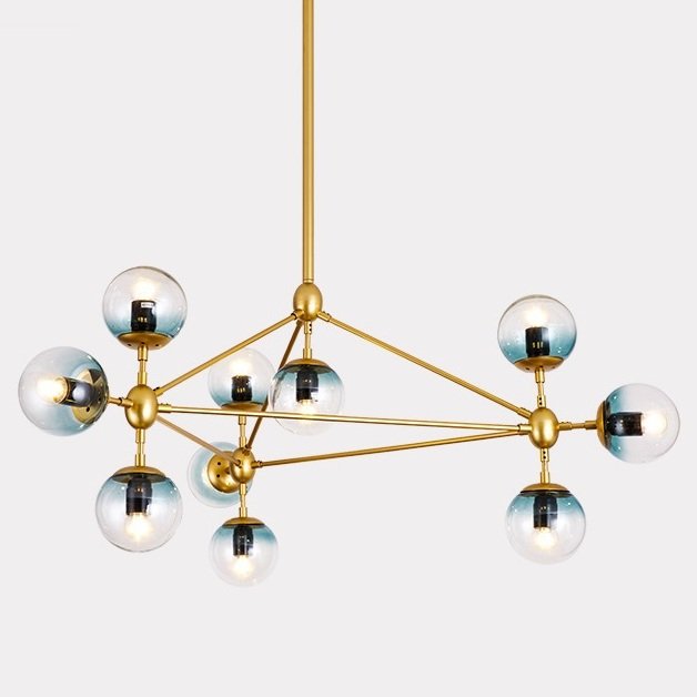 Люстра Modo Chandelier Globes Blue Ambre Gold Золотой в Ульяновске | Loft Concept 