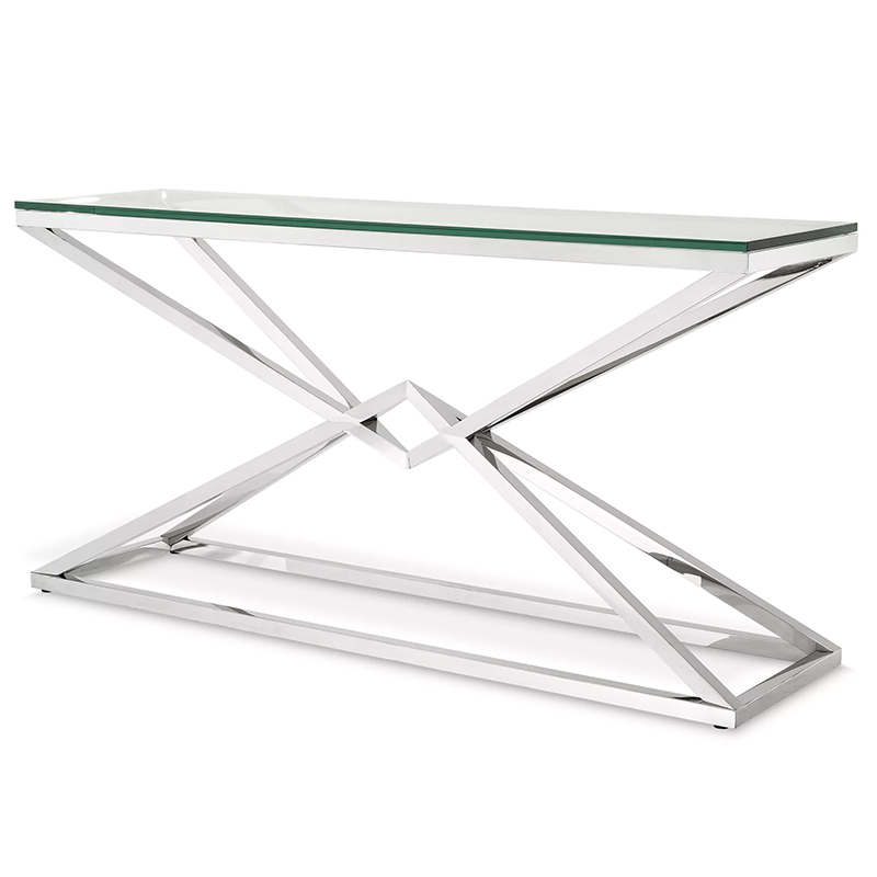 Консоль Eichholtz Console Table Connor L Chrome Хром Прозрачное Стекло в Ульяновске | Loft Concept 