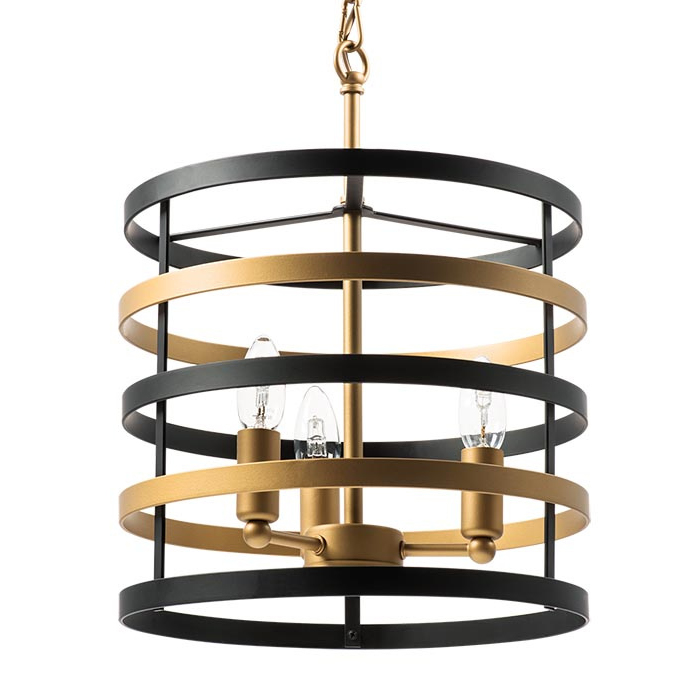 Люстра Gold Stripes Chandelier 3 Черный Золотой в Ульяновске | Loft Concept 