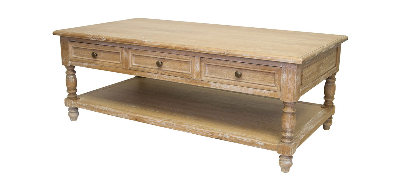 Стол журнальный с полкой и тремя ящиками Edwin - фото