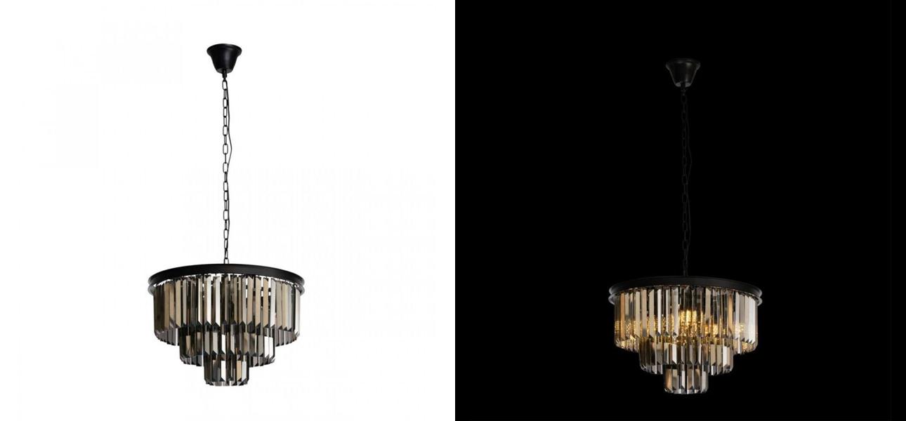 Круглая Люстра RH 1920s Odeon Black iron Three Layers Серое Стекло диаметр 50 см - фото №2