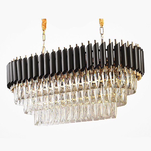 Люстра Empire Black Rectangular Chandelier Crystal Черный Золотой Прозрачный в Ульяновске | Loft Concept 