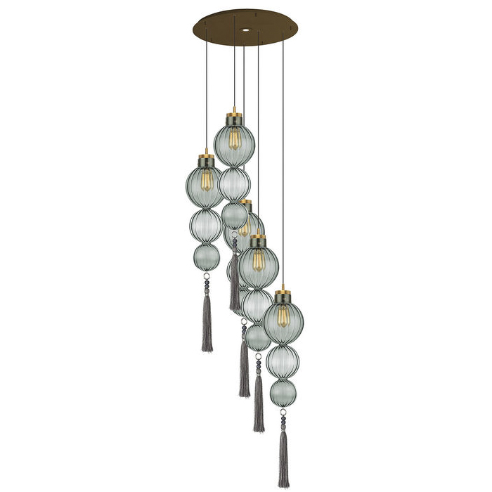 Люстра Heathfield Lighting - Medina Circle 5 Chandelier Хром Латунь Прозрачный Коричневый Голубой в Ульяновске | Loft Concept 