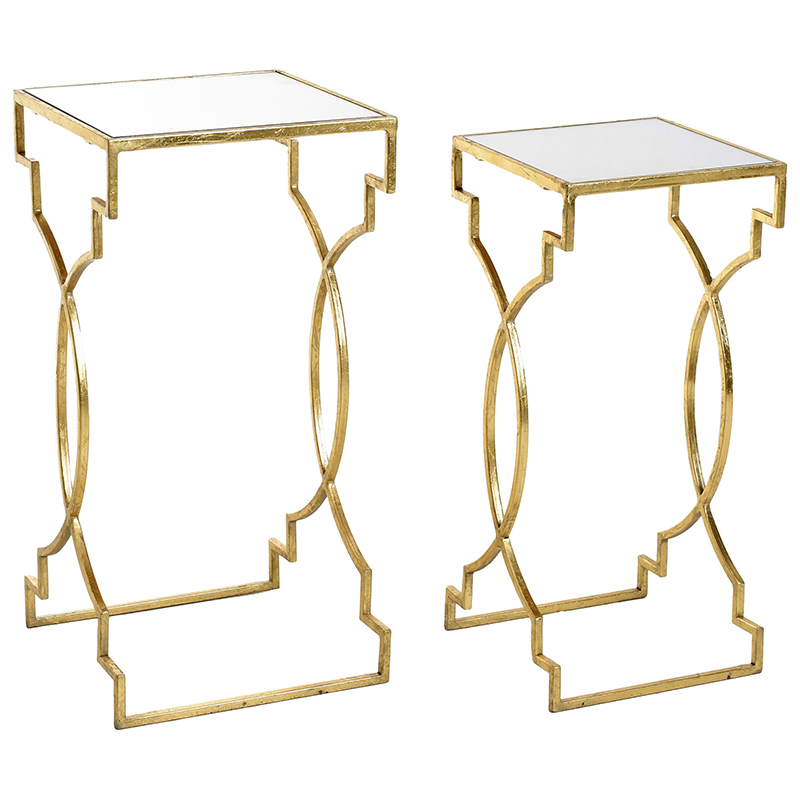 Комплект приставных столов Cowan Side Tables Золотой Прозрачный в Ульяновске | Loft Concept 