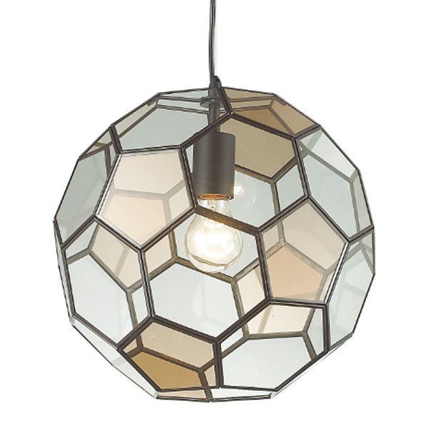 Подвесной светильник Glass & Metal Cage Pendant Globe Multi Прозрачное Стекло Янтарь (Amber) Черный в Ульяновске | Loft Concept 