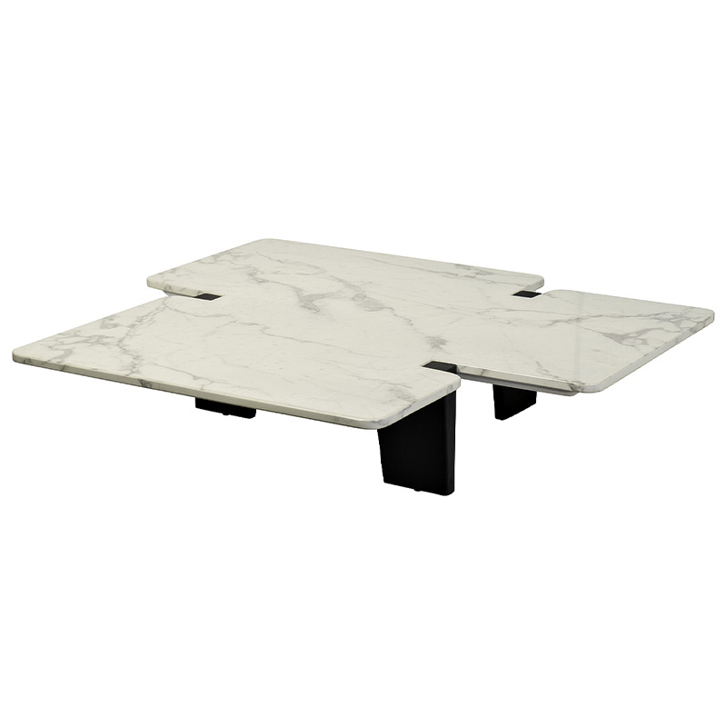 Кофейный стол Lewys Marble Coffee Table Белый Мрамор Bianco Коричневый в Ульяновске | Loft Concept 