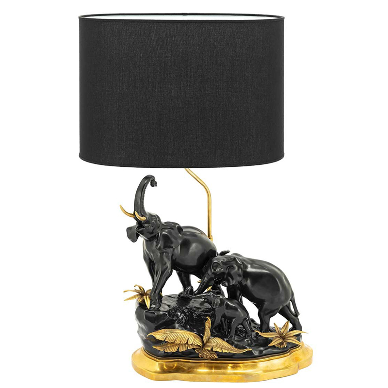 Настольная лампа ABHIKA TABLE LAMP ELEPHANT Черный Золотой в Ульяновске | Loft Concept 