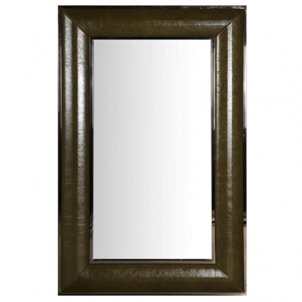 Зеркало настенное Leather Lux Mirror Square Oliva Оливковый в Ульяновске | Loft Concept 