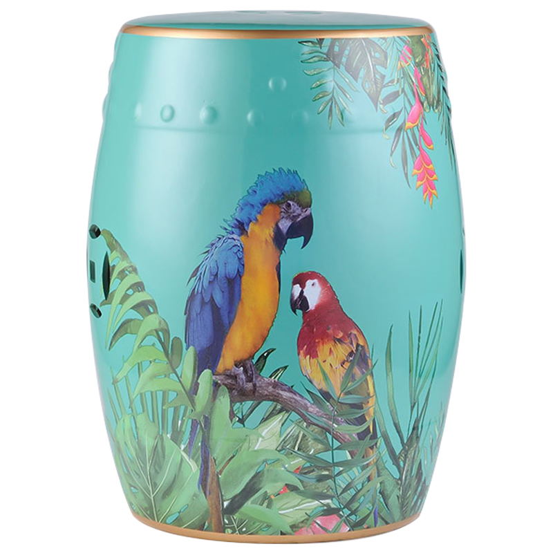 Керамический табурет Parrots Tropical Animal Ceramic Stool Turquoise Бирюзовый Мульти в Ульяновске | Loft Concept 