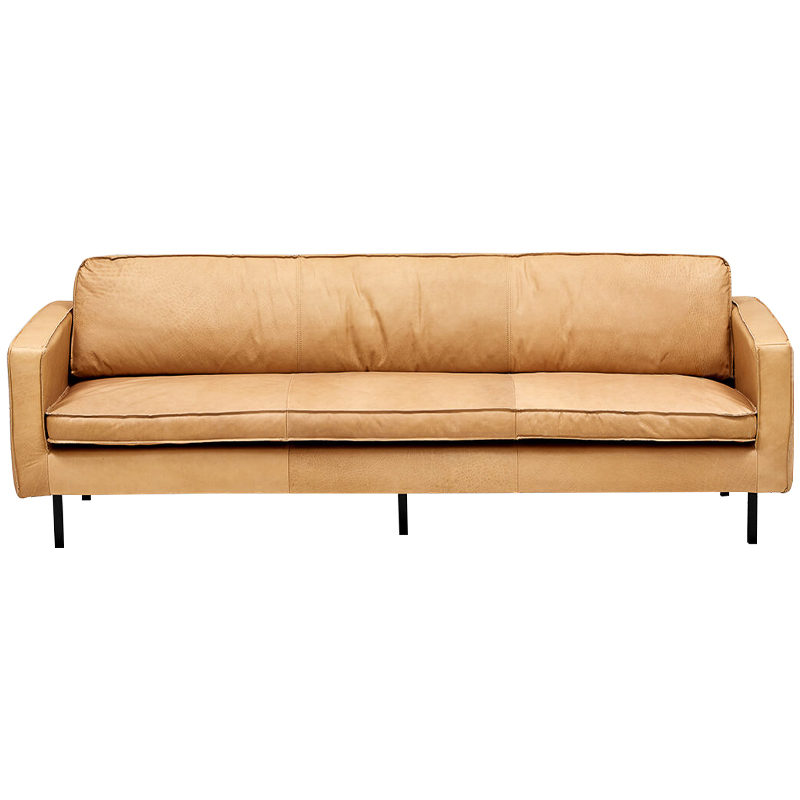 Диван кожаный Adrian Beige Leather Sofa Бежевый Черный в Ульяновске | Loft Concept 