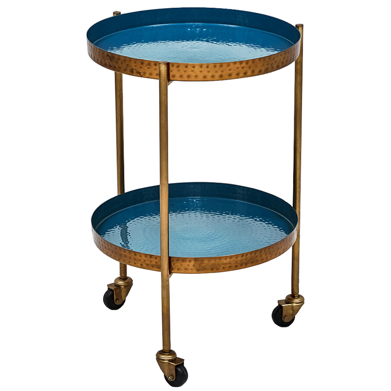 Приставной стол Reina Side Table Морская синь Латунь в Ульяновске | Loft Concept 
