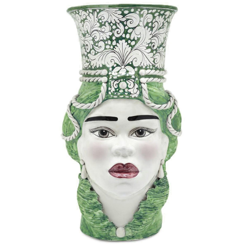 Ваза Vase Moro Lady Giant Ornate Green Зеленый Белый в Ульяновске | Loft Concept 