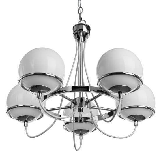 Люстра Melissa Chandelier Chromium 5 Хром Белый в Ульяновске | Loft Concept 