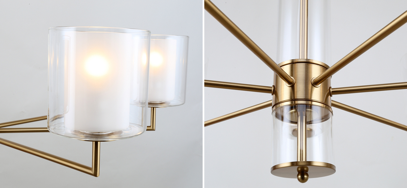 Люстра с плафонами из двойного стекла LAURENT Латунь - фото