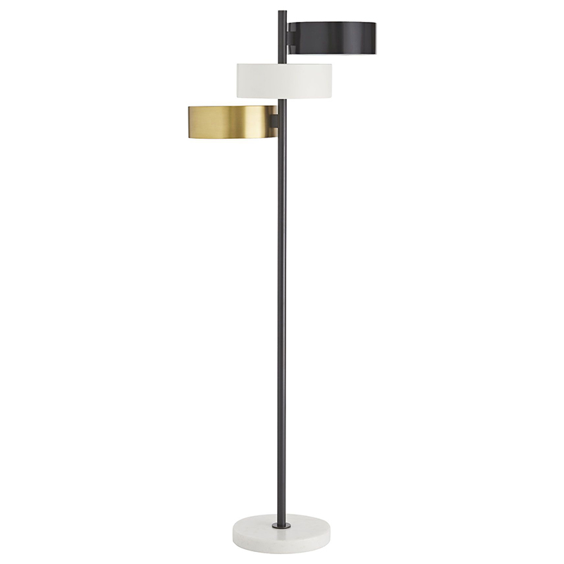 Торшер Arteriors HUTTON FLOOR LAMP Латунь Черный Белый в Ульяновске | Loft Concept 