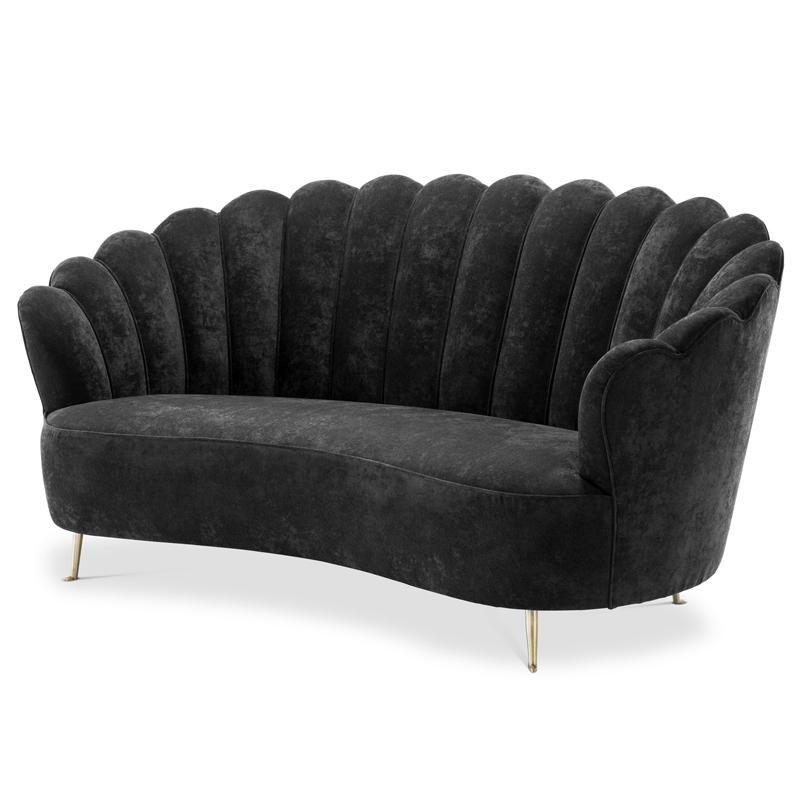 Диван Eichholtz Sofa Messina Black Черный Латунь в Ульяновске | Loft Concept 