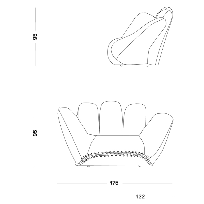 Дизайнерское кожаное кресло в форме руки Poltronova Joe Whip Armchair в Ульяновске