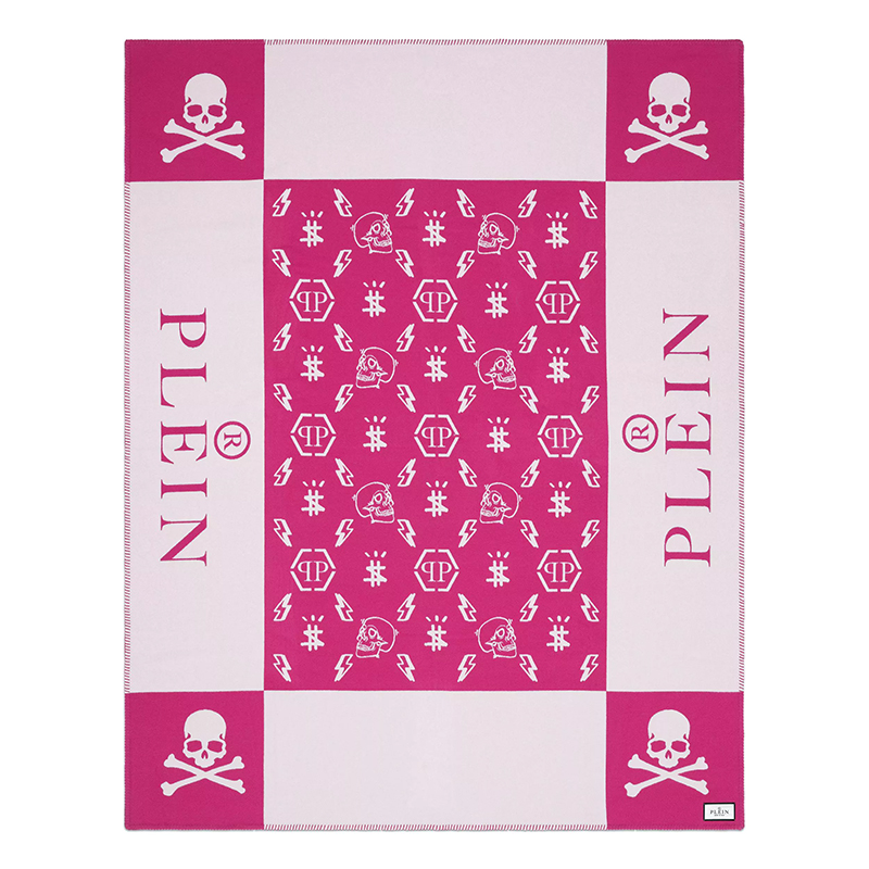 Плед Philipp Plein Plaid Cashmere Skull Pink Розовый Белый в Ульяновске | Loft Concept 