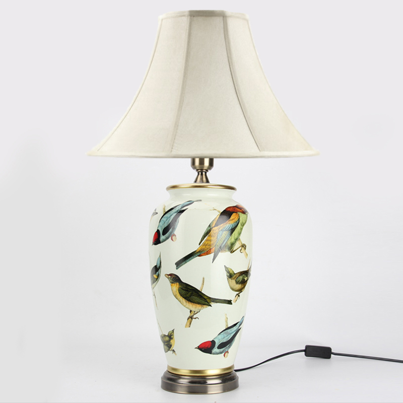 Настольная лампа Birds Blue Table lamp Белый Мульти Золотой в Ульяновске | Loft Concept 