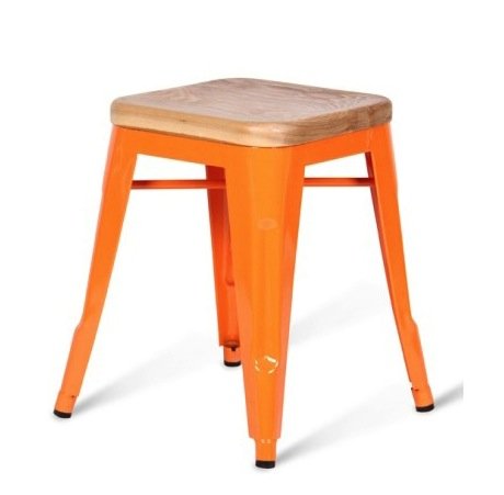 Кухонный стул Tolix Wood Seat Stool Черный Салатовый Нержавеющая сталь Красный Зеленый Желтый Голубой Белый Коричневый Оранжевый Древесина в Ульяновске | Loft Concept 