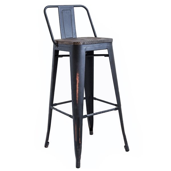 Барный стул Tolix Bar Stool Wood Черный матовый в Ульяновске | Loft Concept 