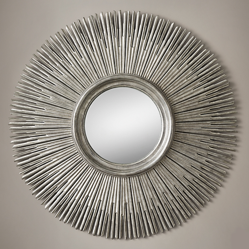 Restoration Hardware ROUND SUNBURST MIRROR Silver Серебро винтаж в Ульяновске | Loft Concept 