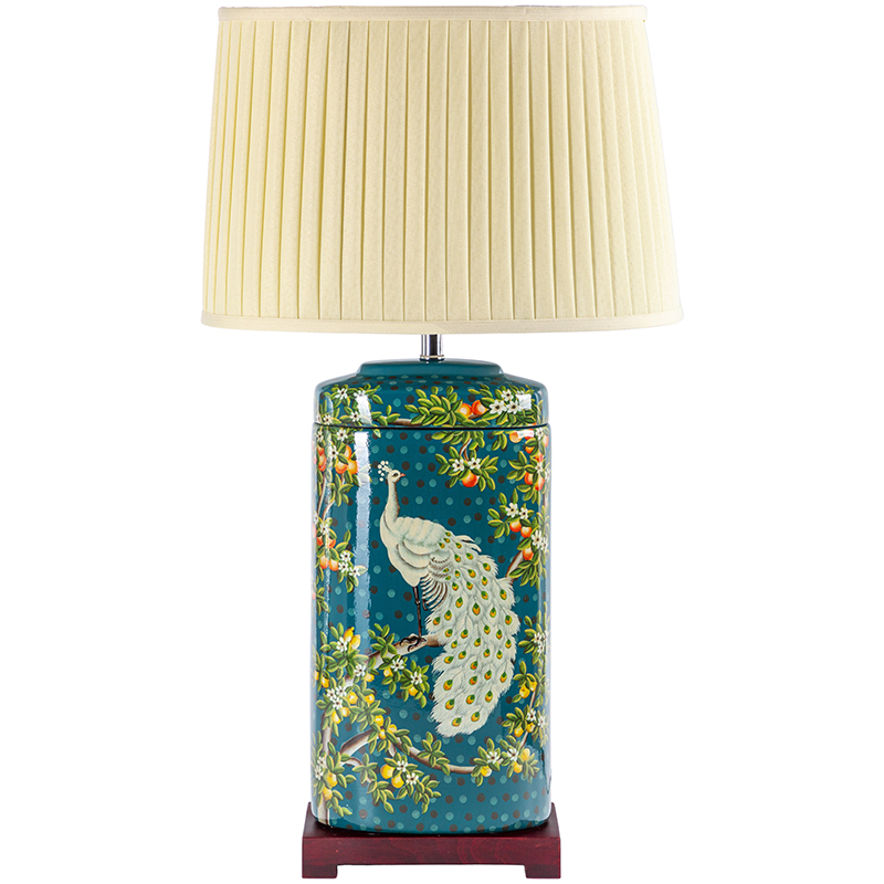 Настольная лампа White Peacock Lampshade Изумрудный Бежевый Мульти в Ульяновске | Loft Concept 