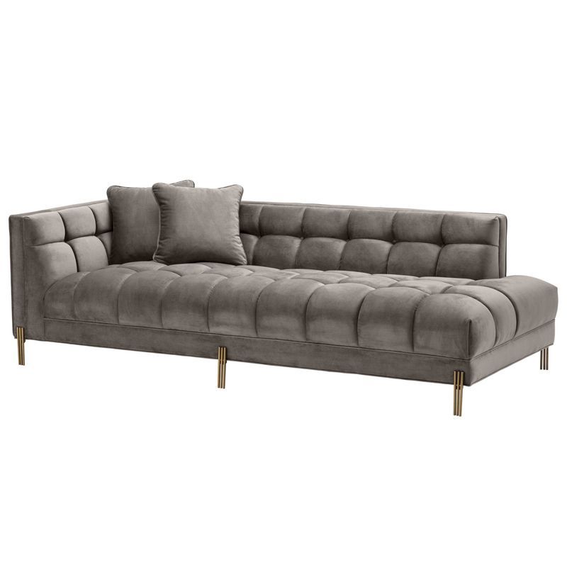 Кушетка Eichholtz Lounge Sofa Sienna Left Серый Матовая латунь в Ульяновске | Loft Concept 