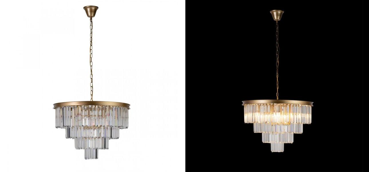 Круглая Люстра RH 1920s Odeon GOLD iron Four Layers Серое Прозрачное диаметр 60 см - фото №1