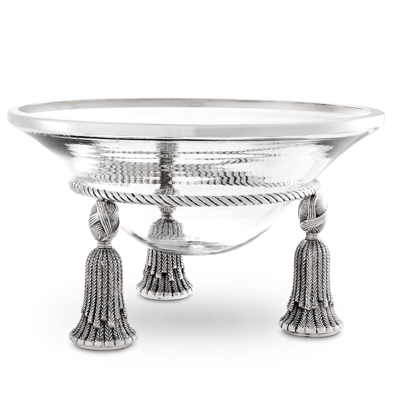 Чаша Eichholtz Bowl Tassel silver Прозрачный Серебряный в Ульяновске | Loft Concept 