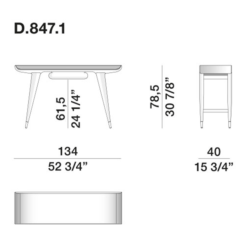 Дизайнерский рабочий стол из массива дерева Gio Ponti D.847.1 Writing Desk в Ульяновске