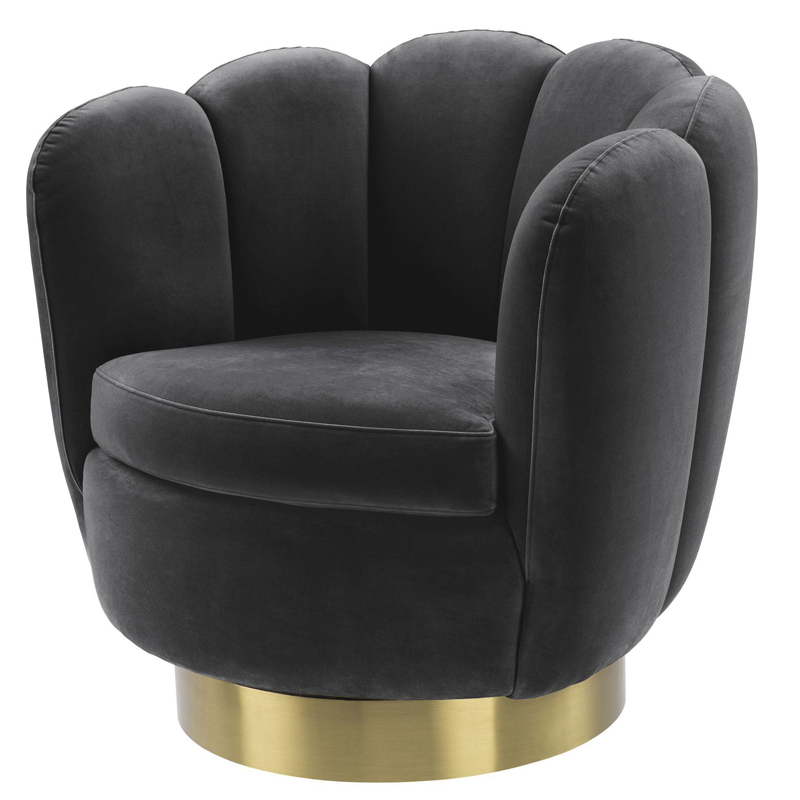 Кресло Eichholtz Swivel Chair Mirage dark grey Серый Матовая латунь в Ульяновске | Loft Concept 