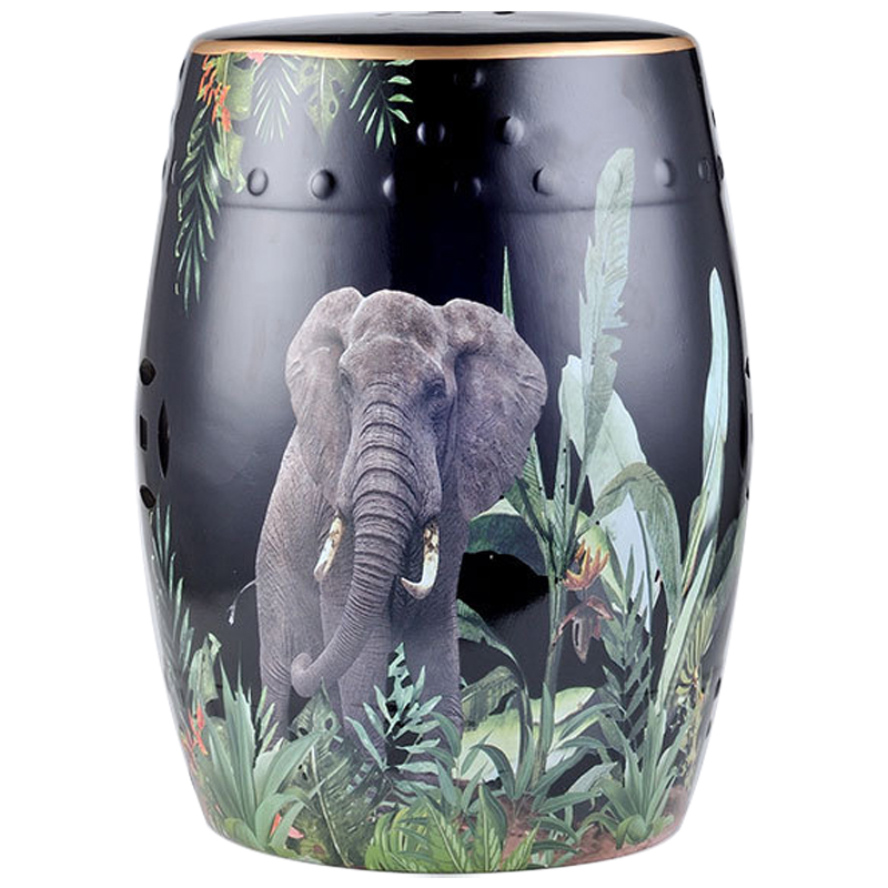 Керамический табурет Elephant Tropical Animal Ceramic Stool Black Черный Зеленый Серый в Ульяновске | Loft Concept 