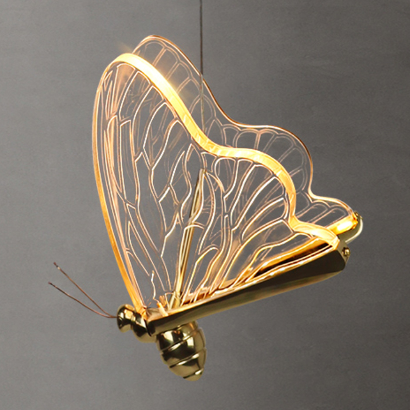 Люстра Glass butterfly chandelier C Глянцевое золото Прозрачный Черный в Ульяновске | Loft Concept 