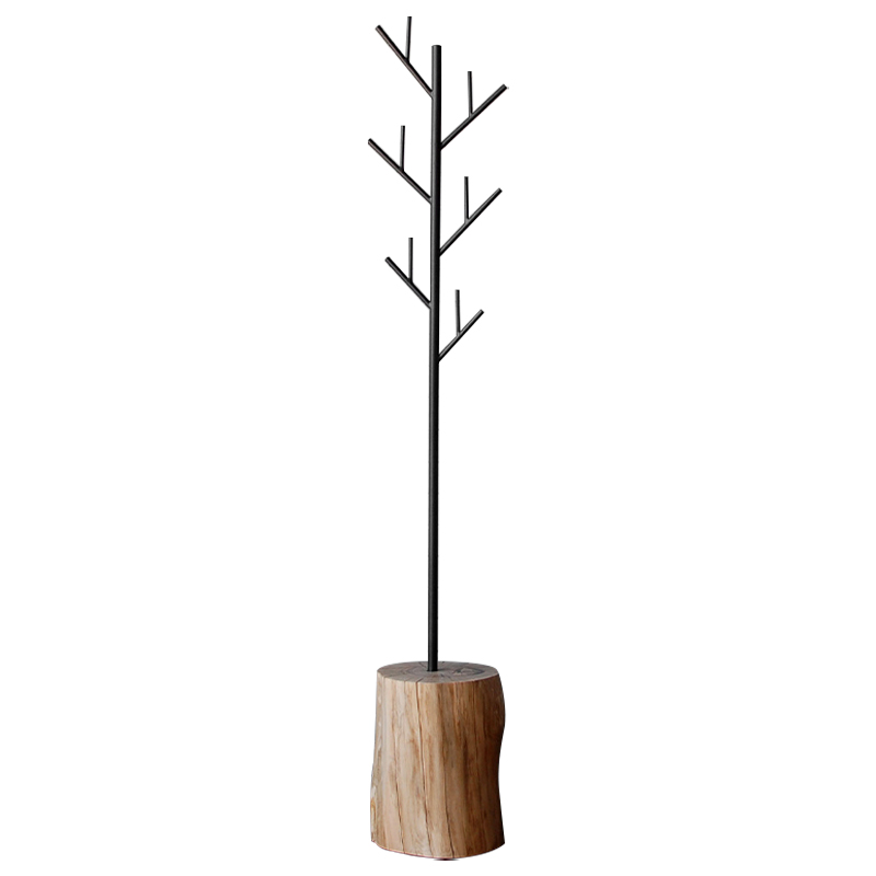 Вешалка Metal Branches and Stump Floor Hanger Black Черный Светлый дуб в Ульяновске | Loft Concept 