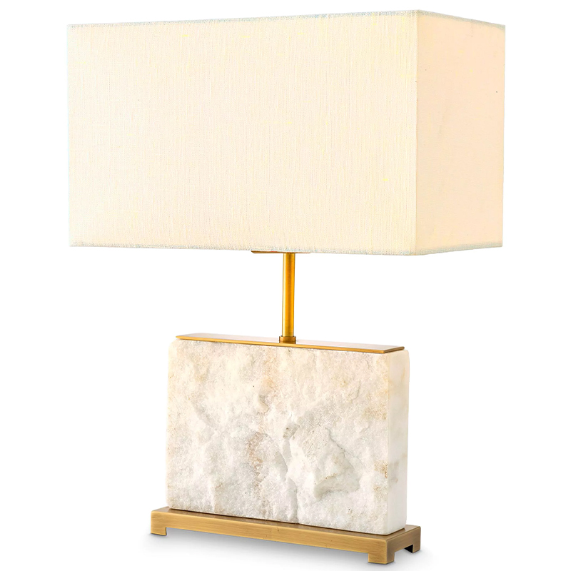 Настольная лампа Eichholtz Table Lamp Newton S Marble Белый Мрамор Bianco Латунь Кремовый в Ульяновске | Loft Concept 