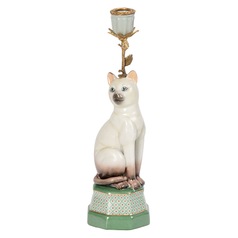 Подсвечник фигурка Кошка Candlestick cat Белый Мульти в Ульяновске | Loft Concept 