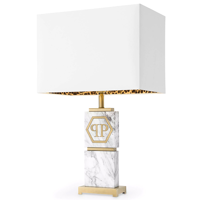 Настольная лампа Philipp Plein Table Lamp King Белый Мрамор Bianco Золотой Белый в Ульяновске | Loft Concept 