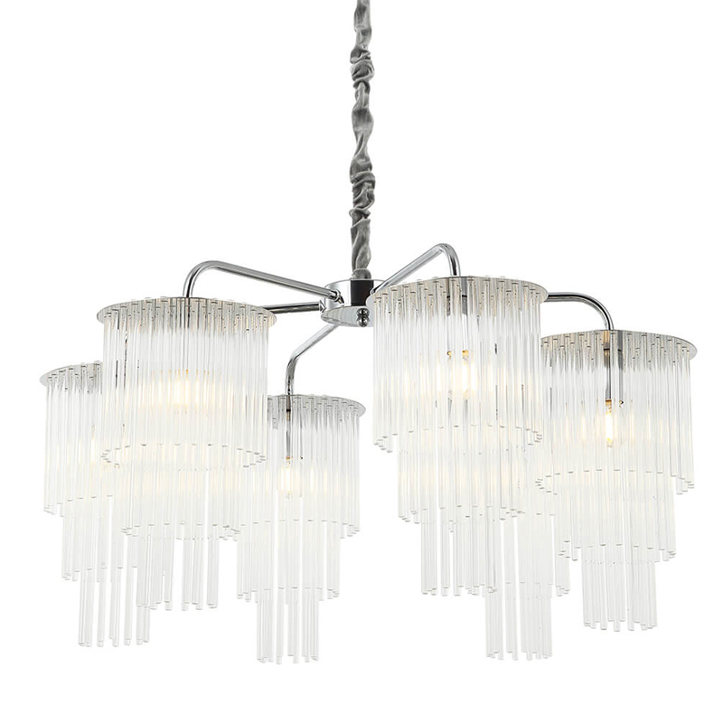 Люстра Harrison Chandelier chrome 6 lamp Хром Прозрачный в Ульяновске | Loft Concept 