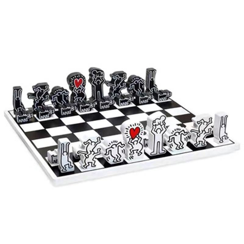 Деревянный шахматный набор Keith Haring Chess Set Белый Черный Красный в Ульяновске | Loft Concept 