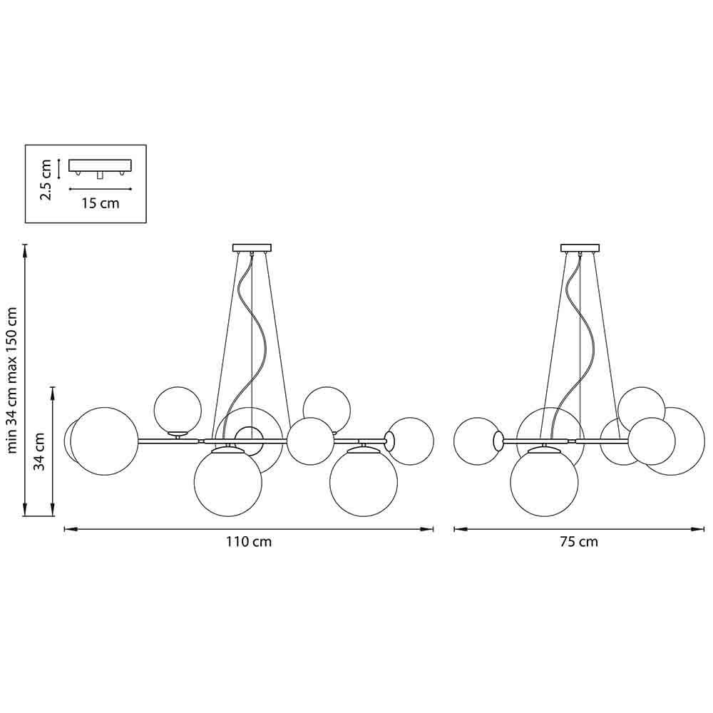 Люстра Bubbles on 4 Rings Chandelier Black в Ульяновске