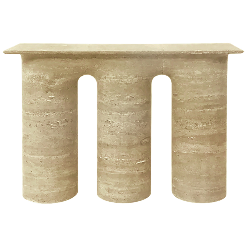 Консоль Three Columns Marble Travertine Console Песочный Коричневый в Ульяновске | Loft Concept 