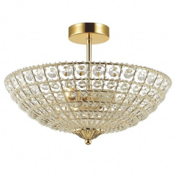 Потолочный светильник Casbah Crystal Top Lamp 3 Gold Прозрачный Глянцевое золото в Ульяновске | Loft Concept 