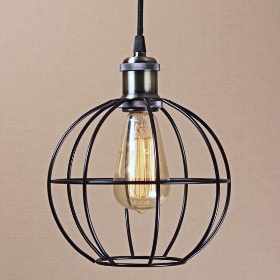 Подвесной светильник Wire Cage Pendant Ball Black Черный в Ульяновске | Loft Concept 