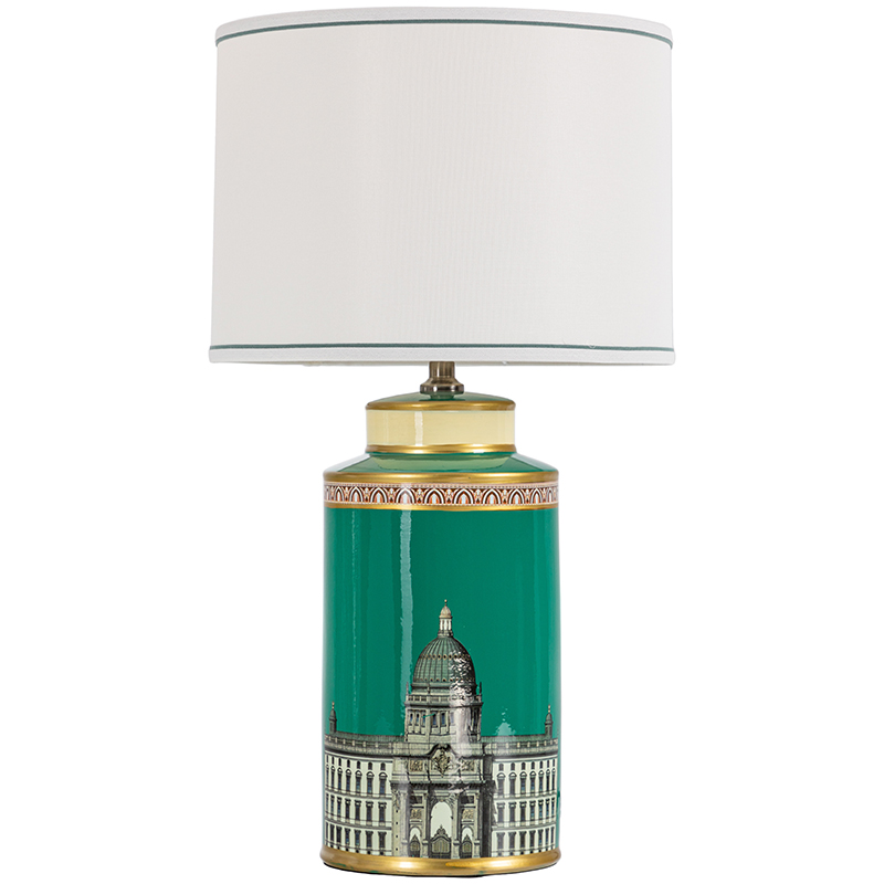 Настольная лампа Old Town Green Lampshade Белый Зеленый Золотой в Ульяновске | Loft Concept 