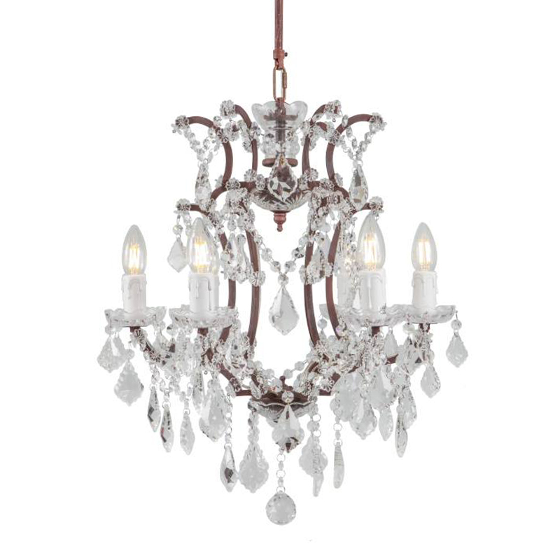 Люстра 19th c. Rococo IRON & CLEAR CRYSTAL Brown Chandelier 6 Коричневый винтаж Прозрачное Стекло в Ульяновске | Loft Concept 