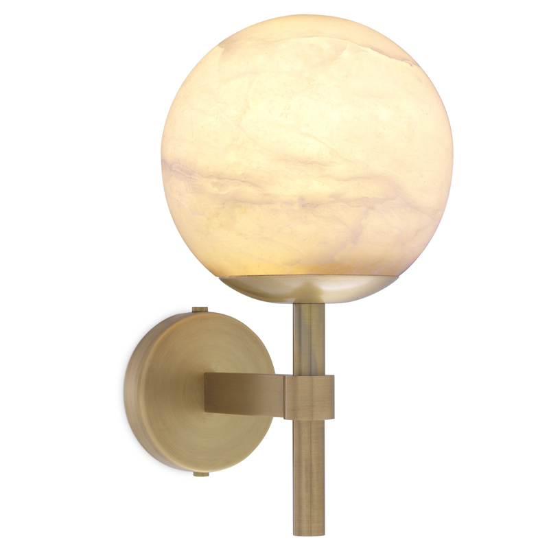 Бра Eichholtz Wall Lamp Jade alabaster Латунь Античная полированная Белый в Ульяновске | Loft Concept 