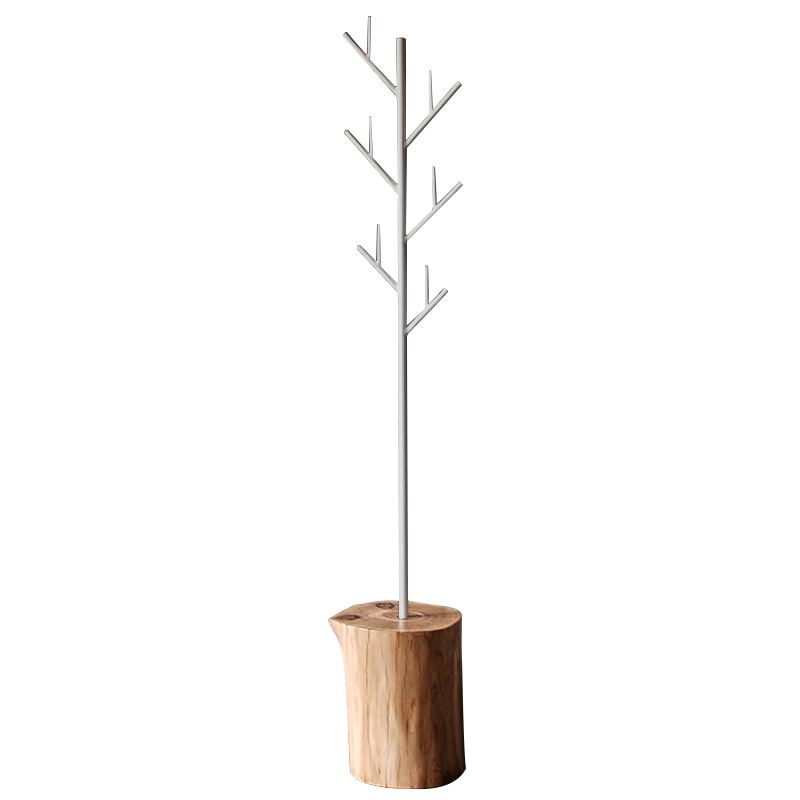 Вешалка Metal Branches and Stump Floor Hanger White Белый Светлый дуб в Ульяновске | Loft Concept 