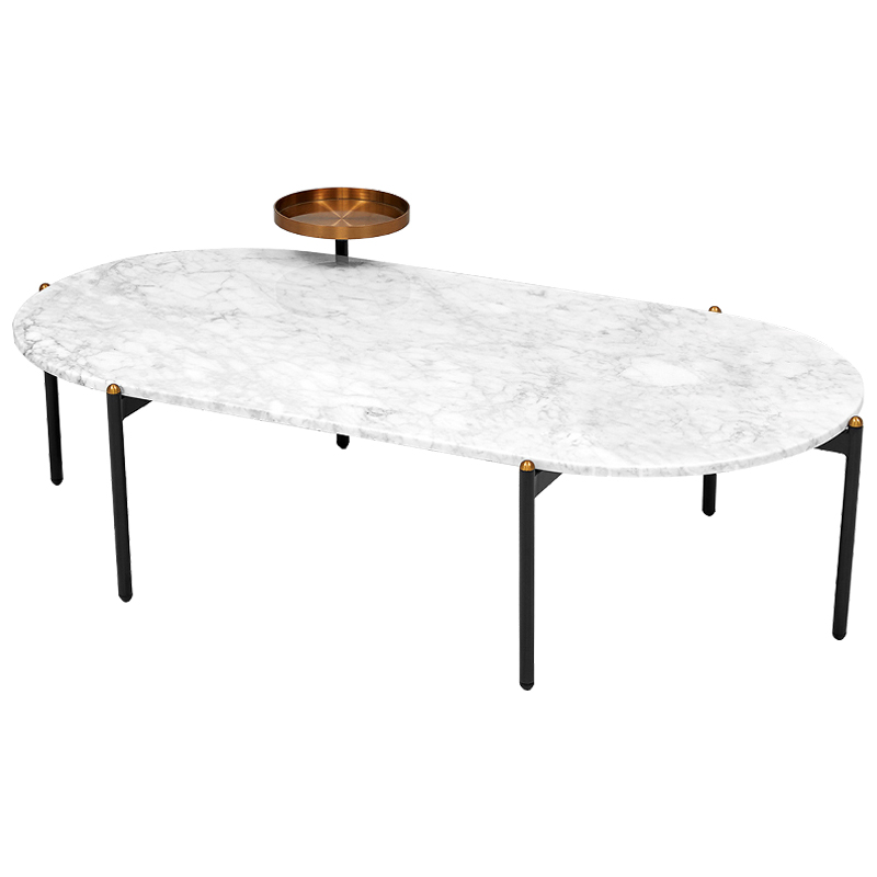 Кофейный стол с белой каменной столешницей Macias Coffee Table White Белый Черный Медь в Ульяновске | Loft Concept 