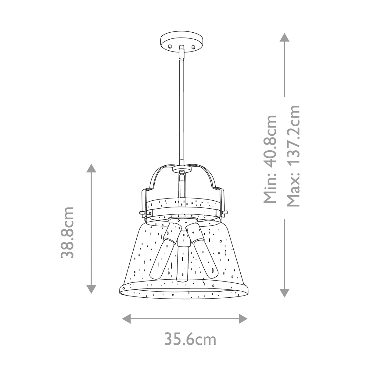 Подвесной светильник с прозрачным стеклянным плафоном в форме колокола с эффектом пузырьков и тремя лампами Quoizel в Ульяновске